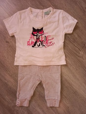 legging pailleté tape à l'oeil et tee shirt chat taille 6/9 mois