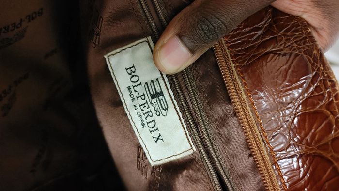 Sac en daim et cuir épaule bicolore marron Camel hanse et pompom - photo numéro 6