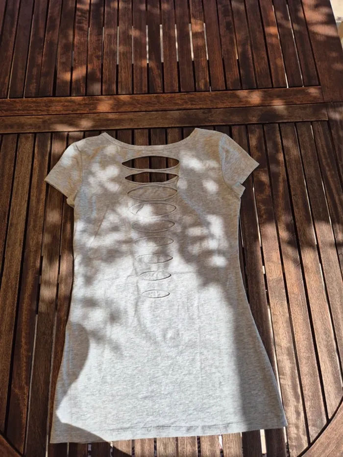 T-Shirt Tête de Mort gris coton T.36/38 - photo numéro 4