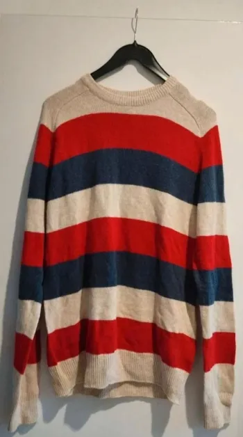 Pull  rouge  bleu  marine  beige taille m h&m