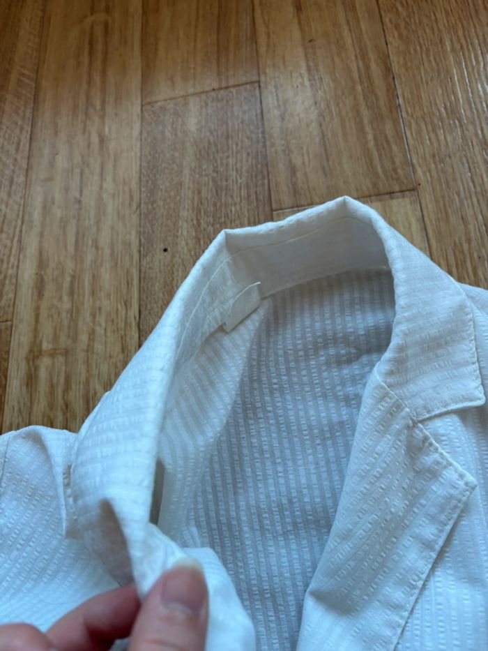 Veste blazer légère vintage blanc cassé crème coton/lin – taille M/38 80s 90s femme - photo numéro 5