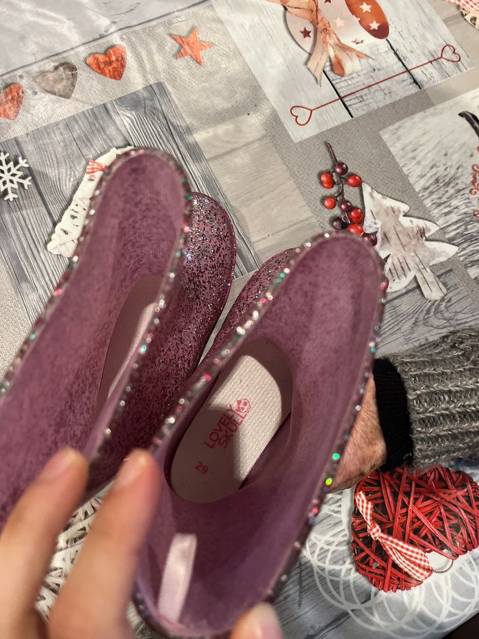 Bottes de pluie rose paillettes neuve taille 29 - photo numéro 3