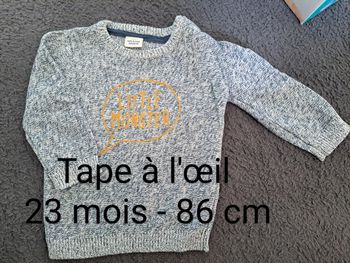 Pull gris chiné tape à l'œil 86 cm