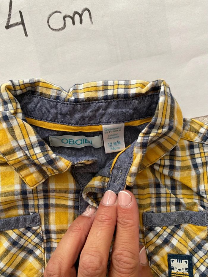 Lot de 3 chemises à carreaux manches longues - Tape à l’oeil, Obaïbi - 12 mois - TBE - photo numéro 7