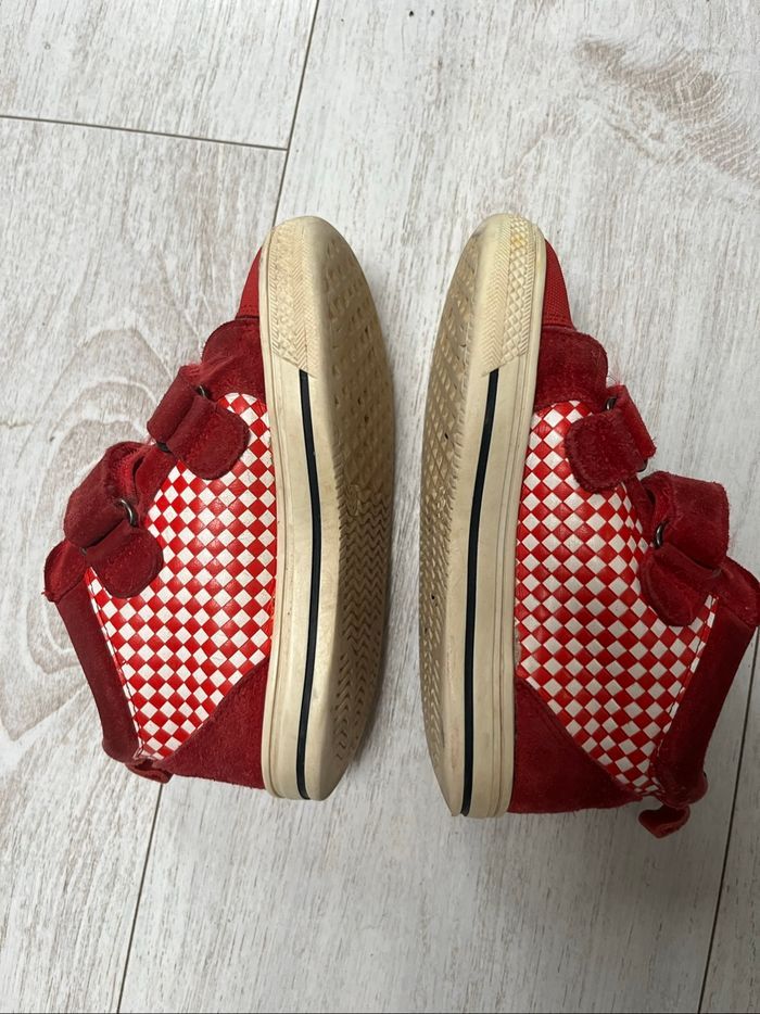 Baskets montantes à scratch rouges à motifs  taille 26  Acebo’s Cuir et daim - photo numéro 2