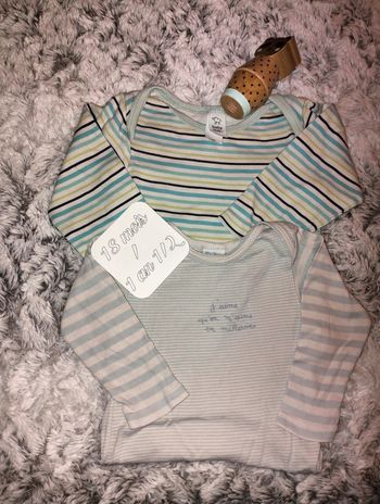 Lot de 2 bodys 18 mois Petit bateau/ Baby Club