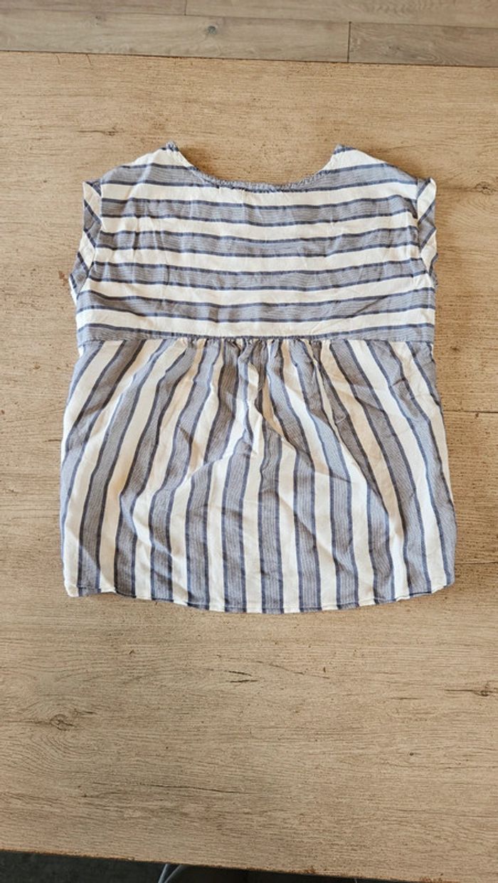 Blouse sans manche bleue lignée blanc,  WMN, CKS, tailleXS, nickel - photo numéro 4