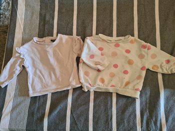 2 sweat.  12 mois. Rose kiabi.  A pois orchestra 