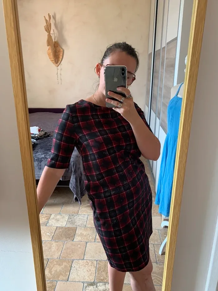 Robe La Fée Maraboutée taille 38 carreaux - Made In Italie - photo numéro 5