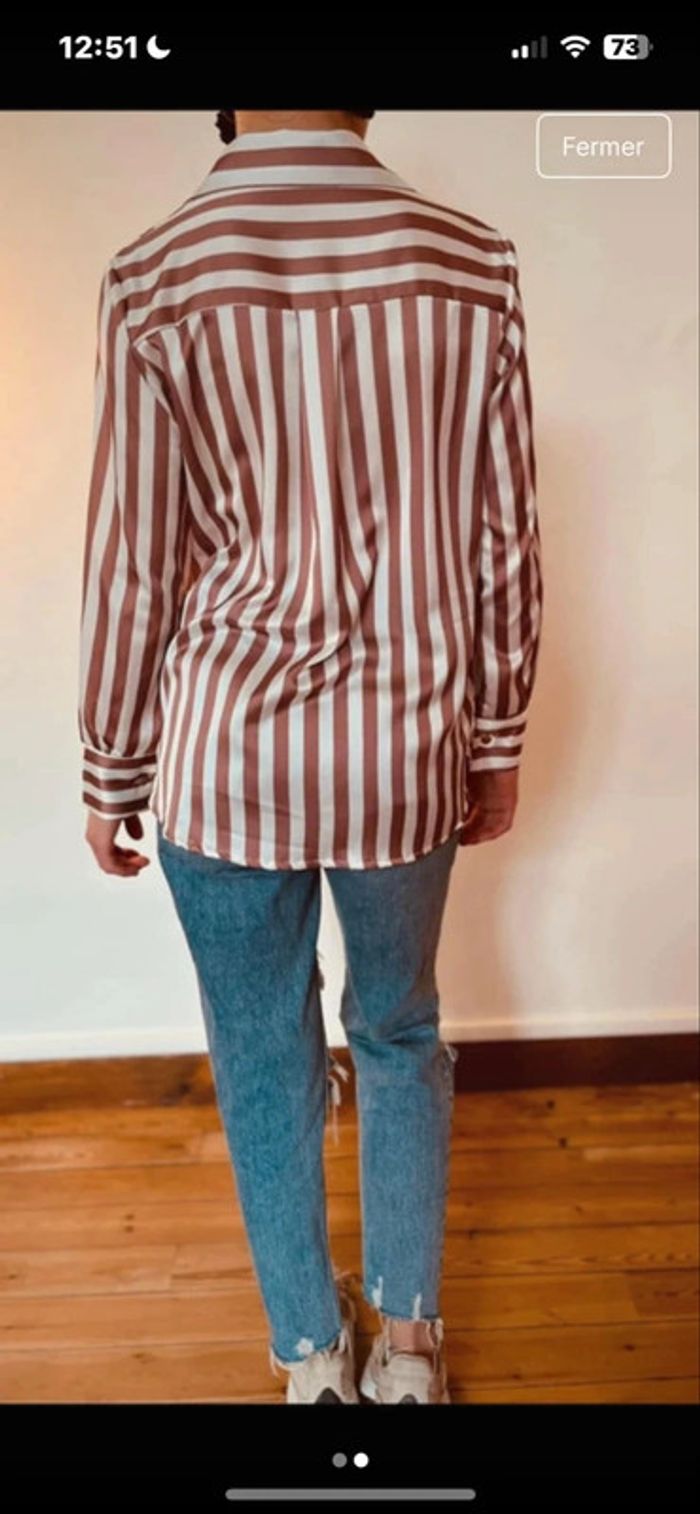 Chemise rayure marron - photo numéro 2