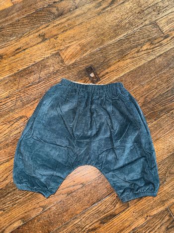 Pantalon velour Bout’chou Bleu canard 3 mois