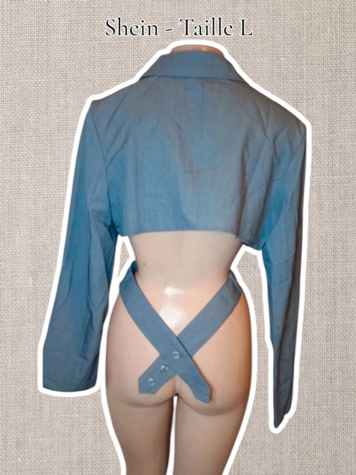 Crop top Bleu style jean - Taille L - Shein - photo numéro 2