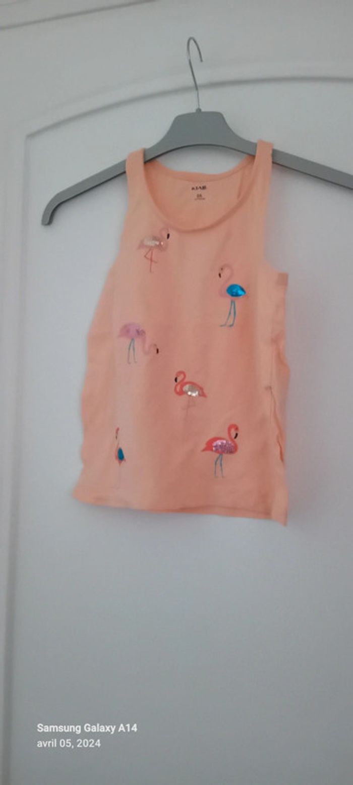 Débardeur motif flamands roses avec sequins fille 8 ans kiabi - photo numéro 4
