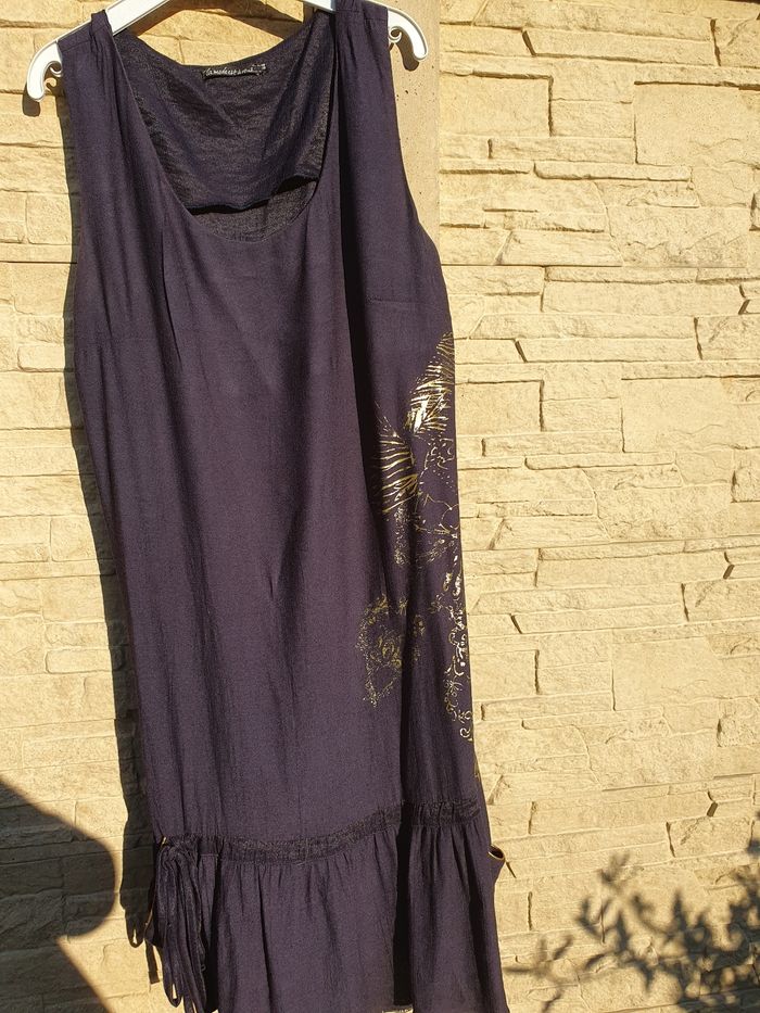 Tunique longue bleue marine et doré taille 44