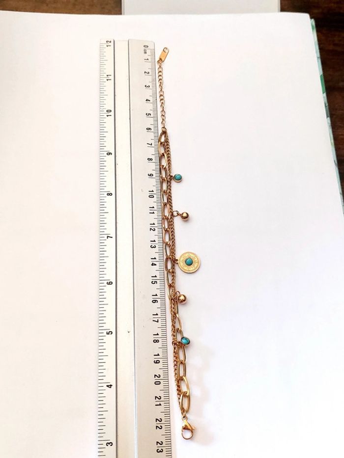 Bracelet en acier inoxydable doré - avec charm's - tendance bohème - photo numéro 4