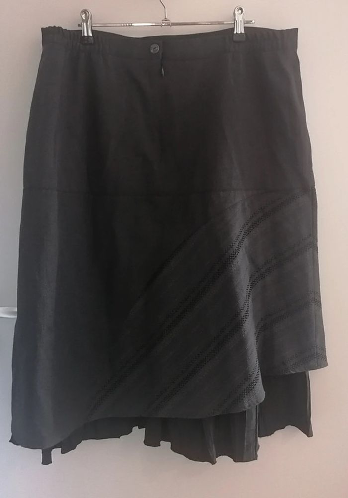 Jupe longue gris foncé broserie Taille 5XL Vintage - photo numéro 8