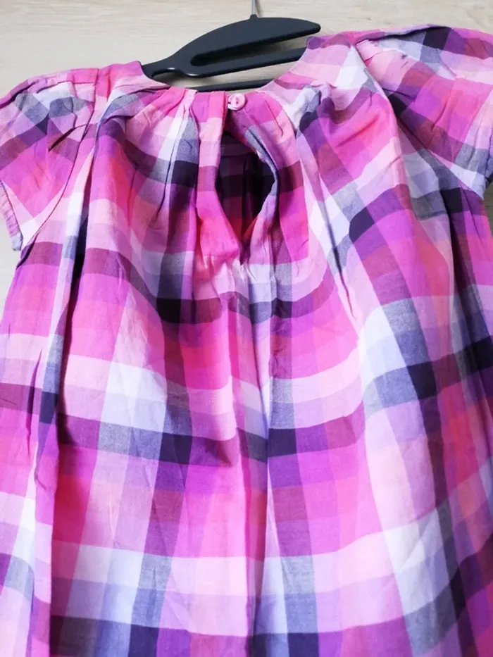 Robe à carreaux rose, prune, fille - photo numéro 3