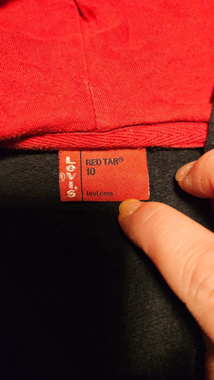 Gilet noir et rouge à capuche et manches longues, asymétrique, Levi's, 10 ans - photo numéro 8