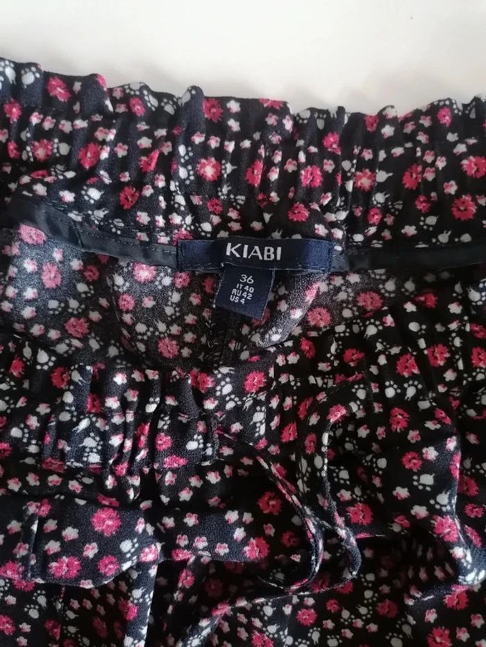 Pantalon polyester noir fleuri 36 Kiabi - photo numéro 2