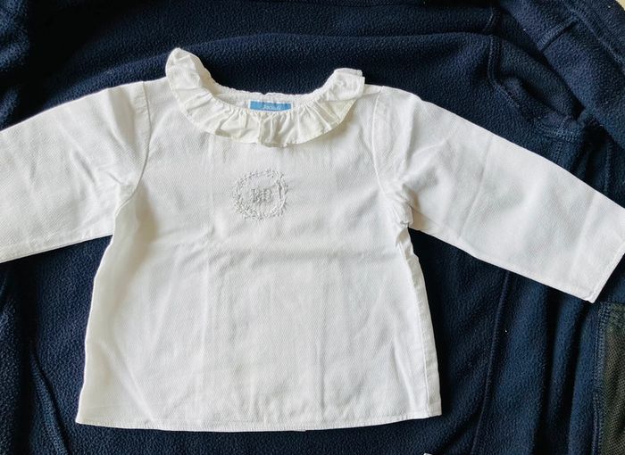 Guimpe tunique Jacadi blanc 12 mois piqué de coton