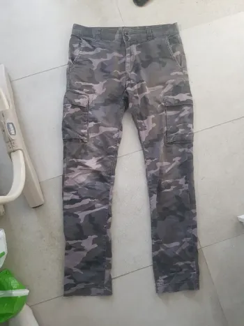 Pantalon Camouflage Cargo Beige/Kaki Homme Taille M