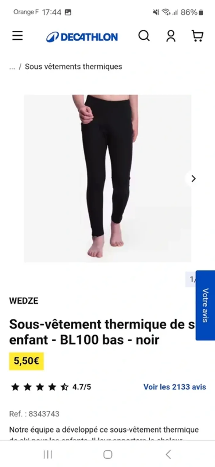 Lot de leggings de ski thermiques enfant - photo numéro 5