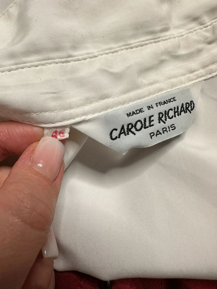 Chemisier blanc crème satiné Carole Richard Vintage T46 3XL - photo numéro 9