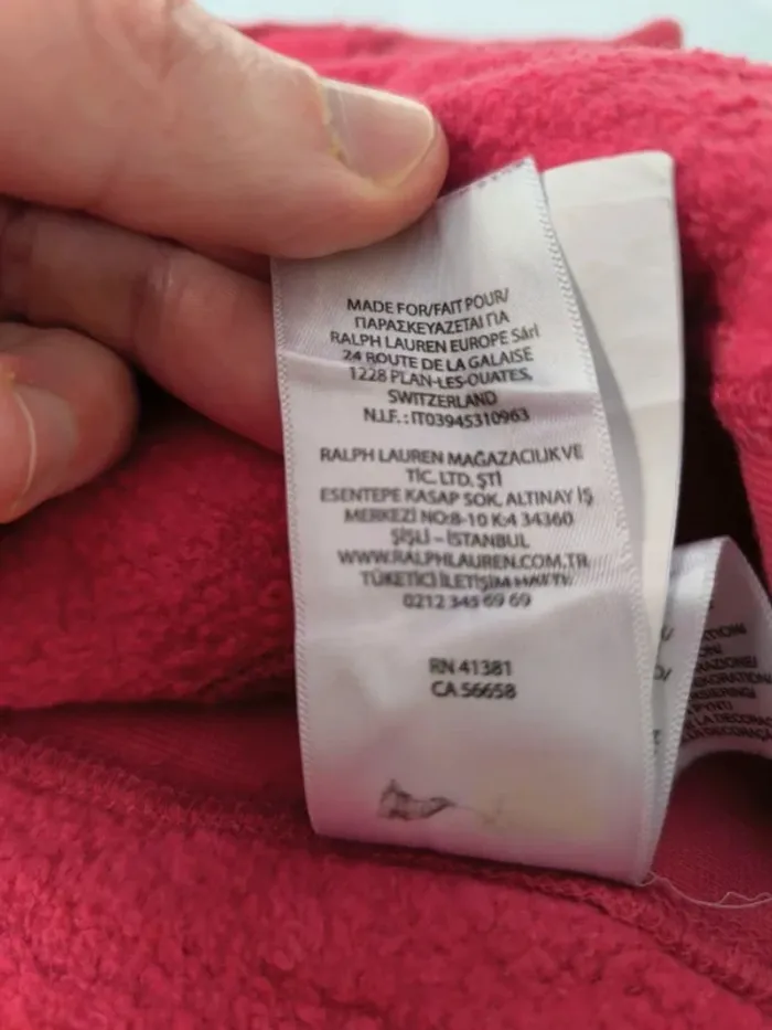 Sweat capuche homme zippé rose logo bleu clair Ralph Lauren taille L excellent état - photo numéro 15