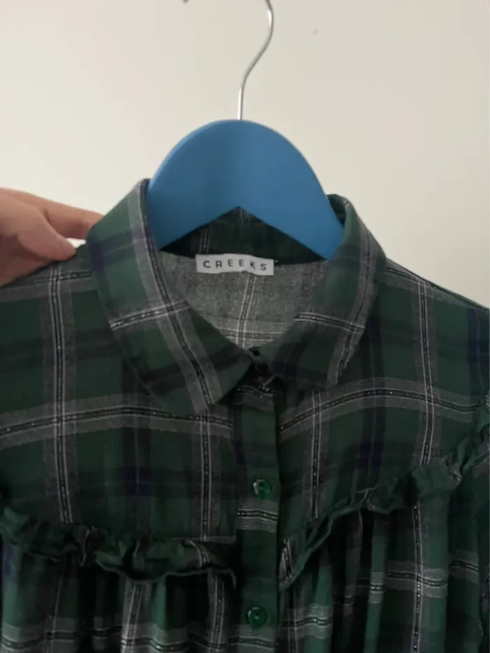 Chemise ou blouse boutonnée Creeks taille 36 motif carreaux style classique - photo numéro 3