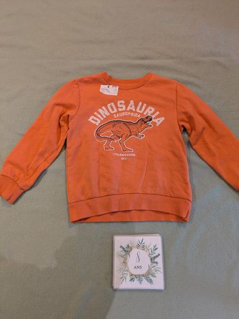 Pull orange dinausore 8 ans