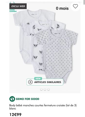 Body bébé lot de 3 - 0 mois