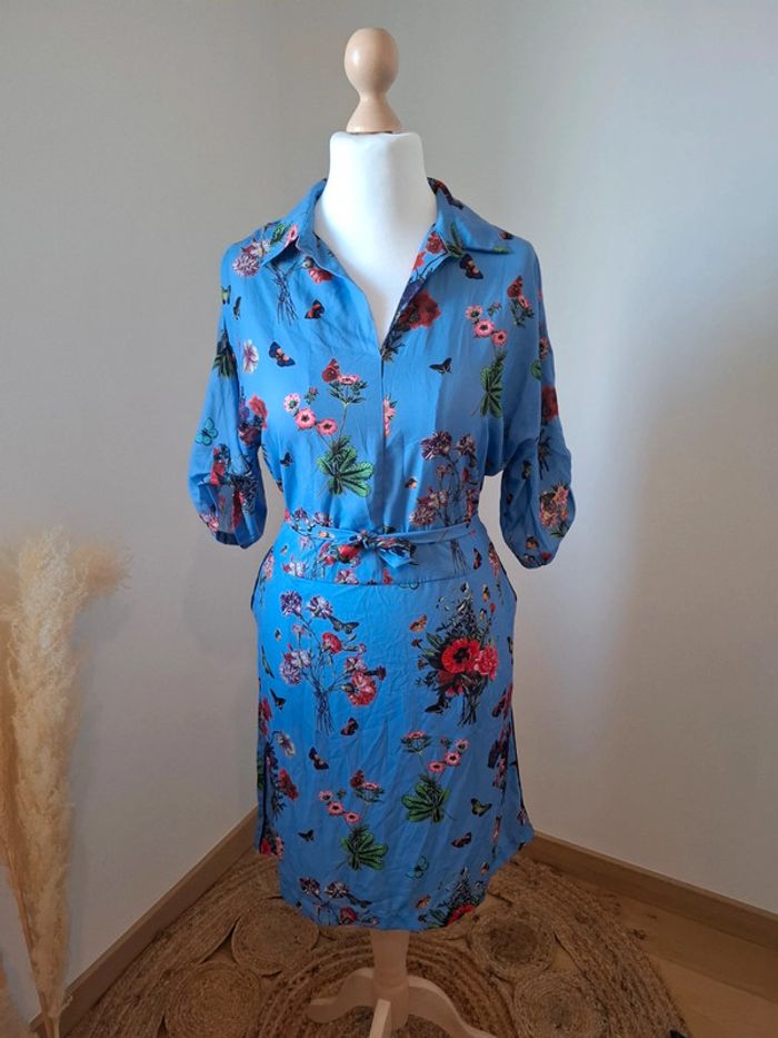 Robe casual bleue/Lilas Fleurie Vila Joy taille M 38 - photo numéro 2