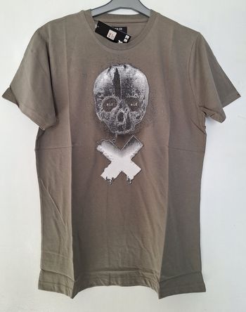 Tee-shirt kaki imprimé tête de mort