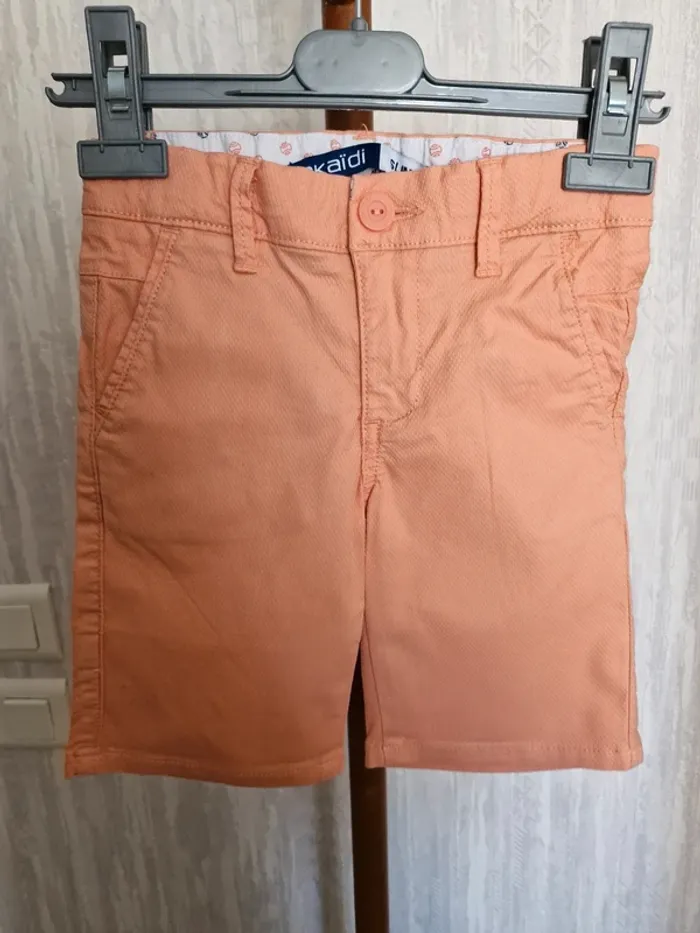 Short slim mixte 3 ans Okaïdi orange corail coton élasthanne