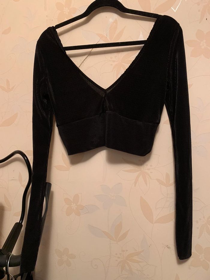 Crop top plissée noir - photo numéro 7