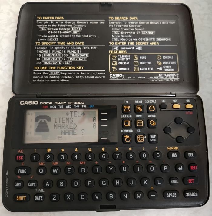Agenda électronique Casio 32KB Digital Diary SF-4300BK avec fonction secrète - photo numéro 1