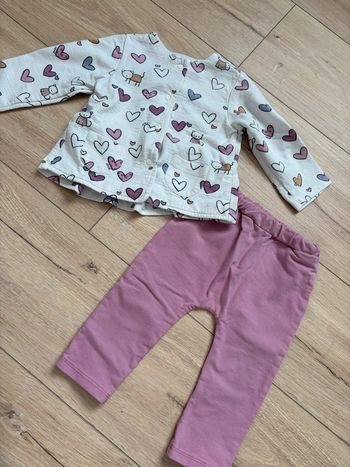 Ensemble bébé Mayoral 6-9 mois – haut à cœurs & legging mauve