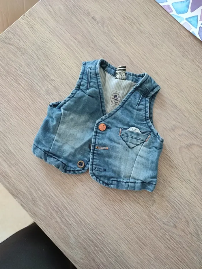 Gilet jeans façon costume 6 mois