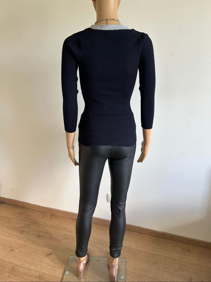 Pull bleu marine et argenté Morgan taille XS TBE - photo numéro 6