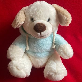 Gipsy peluche doudou chien beige bleu capuche neuf jamais utilisé 