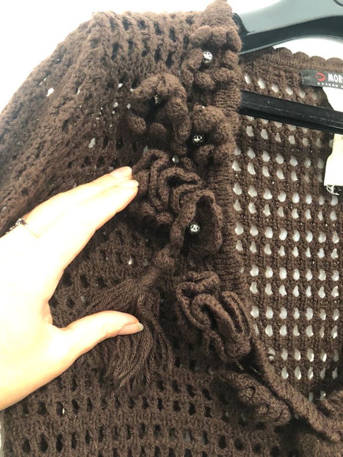 Joli pull gilet Morgan couleur chocolat taille M - photo numéro 3