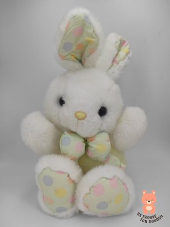 Peluche Lapin Blanc et jaune pois pâques