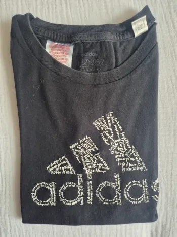 Tee-shirt 11 / 12 ans Adidas noir & écritures blanches