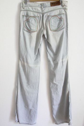 Moschino Jeans - Jean très clair distressed brodé et bas évasé hippie / festival