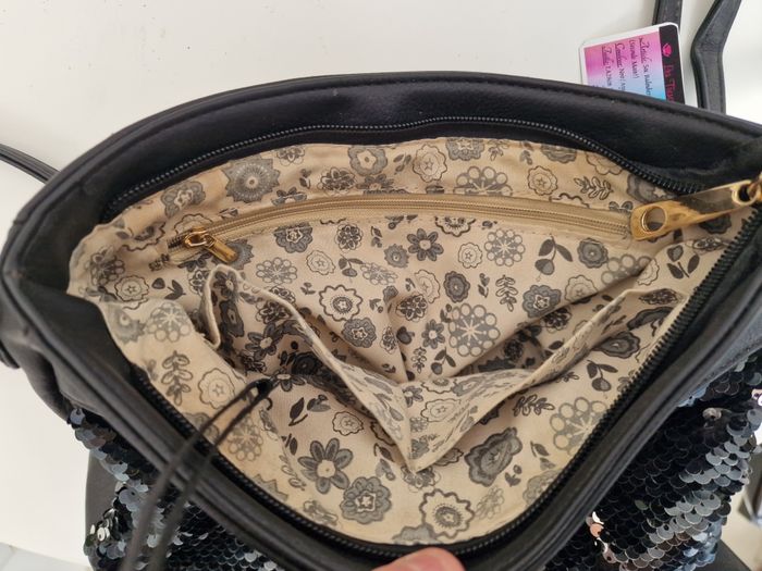 Sac Bandoulière Noir Sequins Noirs Argentés Conti Osvaldo - photo numéro 10