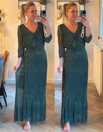 Robe longue IKKS vert métallisé – Taille 36 – Neuve étiquette