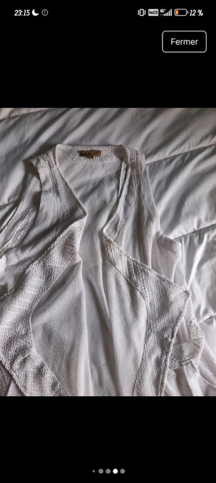 Gilet long sans manche FEMME blanc marque NESLAY - photo numéro 4