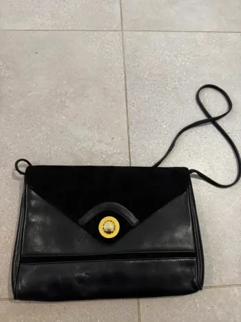 Sac à bandoulière noir vintage, Chanteclaire, bon état 31x20cm