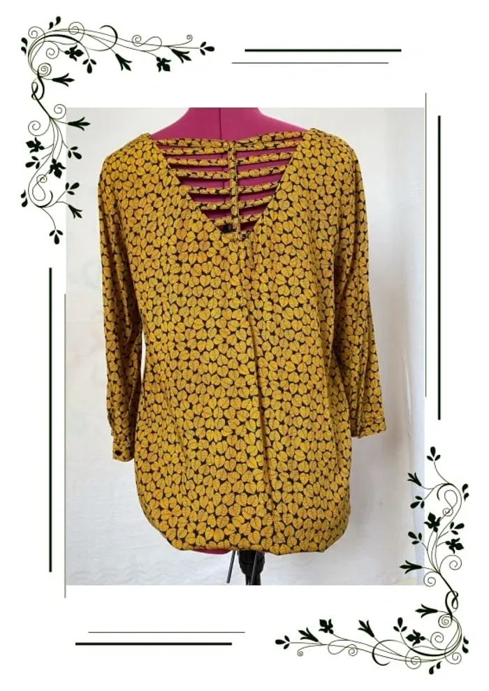 Blouse manches trois quarts Bréal, taille 40 moutarde - photo numéro 3