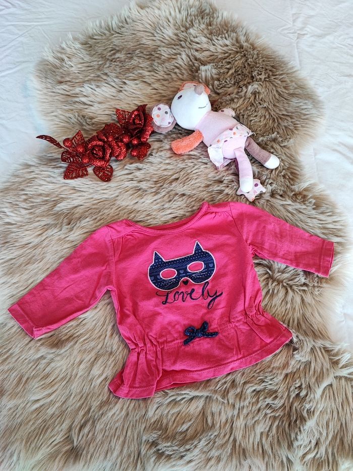Tee shirt fushia in extenso 3 mois